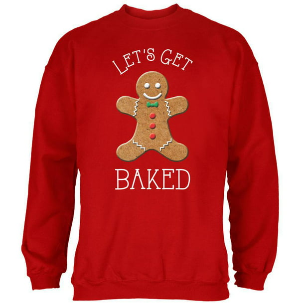 Lets Get Baked Merry Christmas Gingerbread Man Holiday Stoned Hoodie Sweatshirt